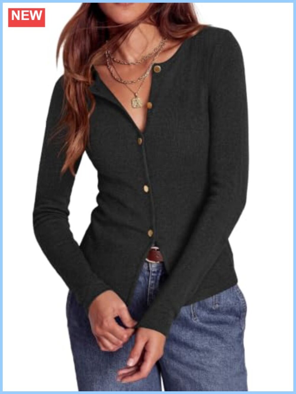 PRETTYGARDEN Lightweight Ribbed Knit Button Up Cardigan Sweater Women Fitted